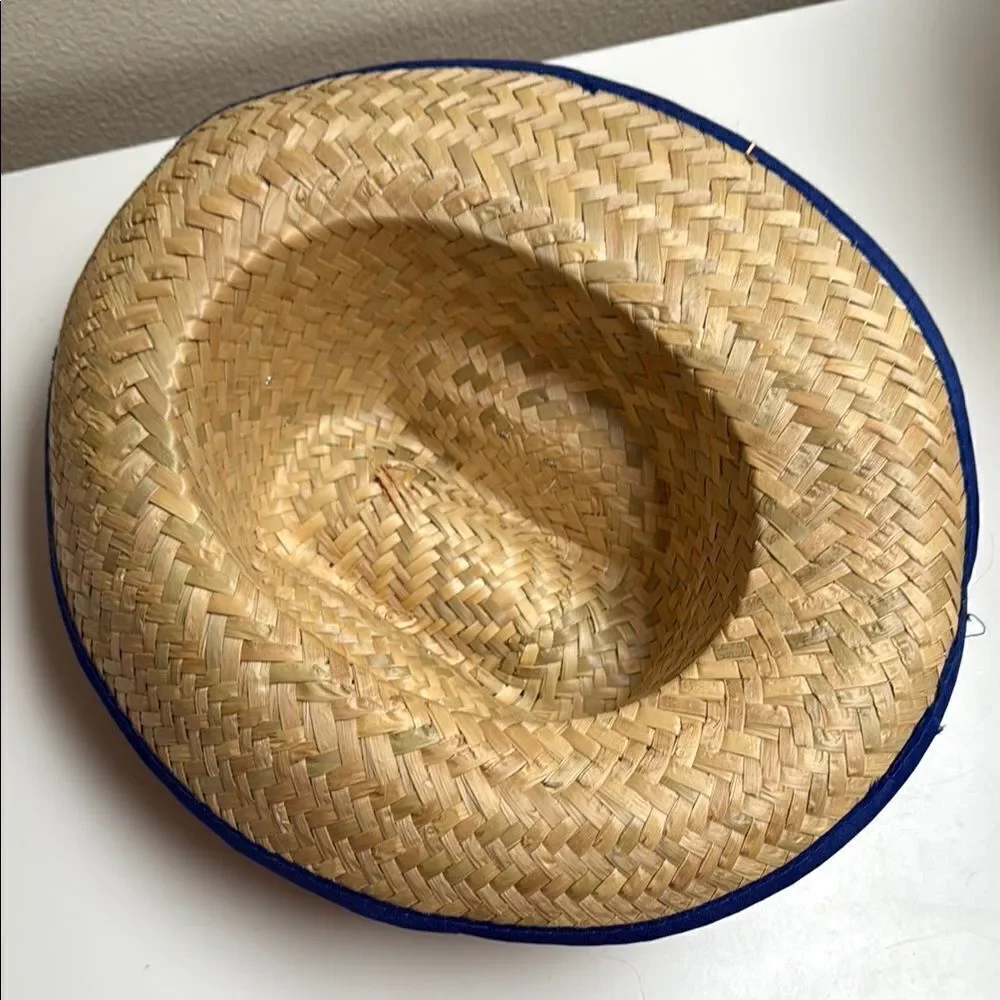 Straw Cowboy Hat with Blue Trim